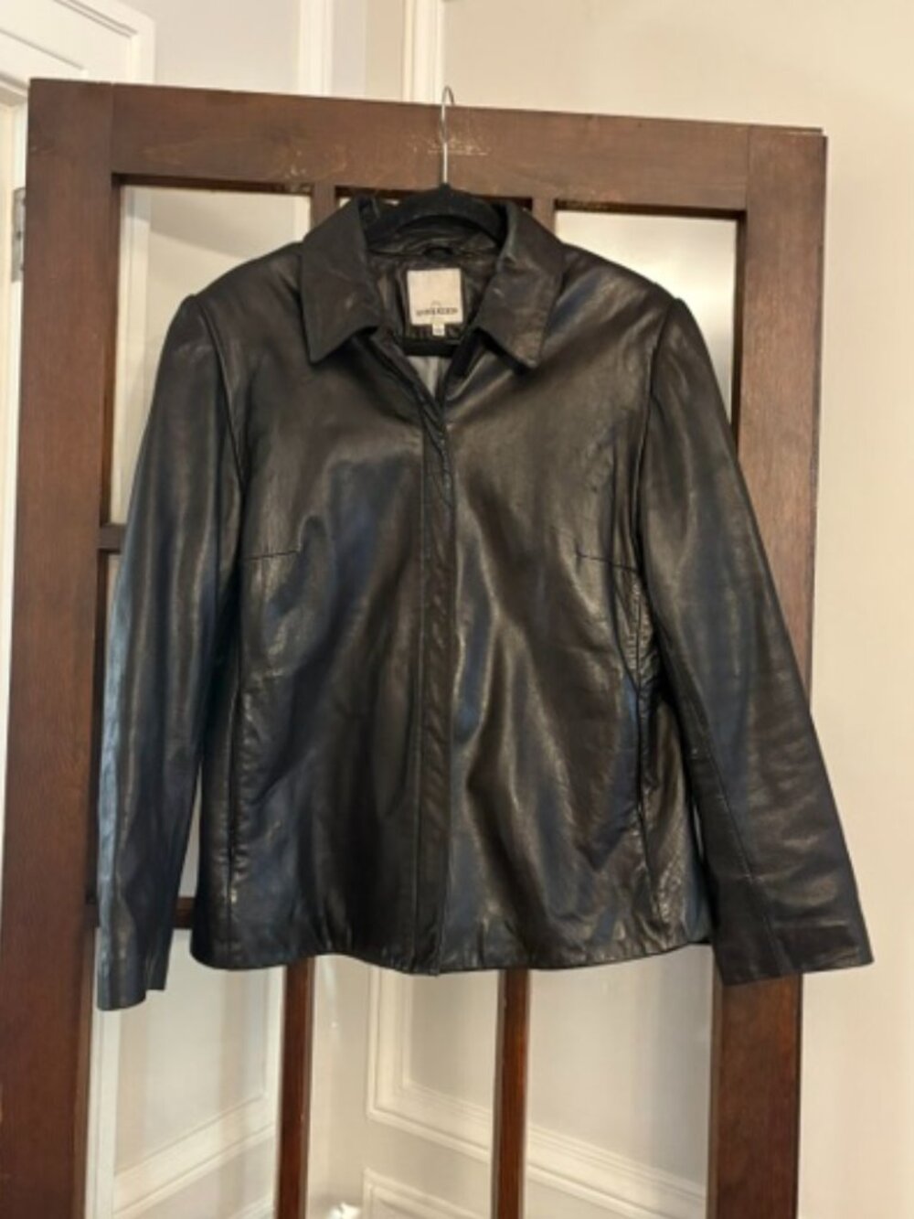 Anne Klein Black Leather Jacket, Size Large